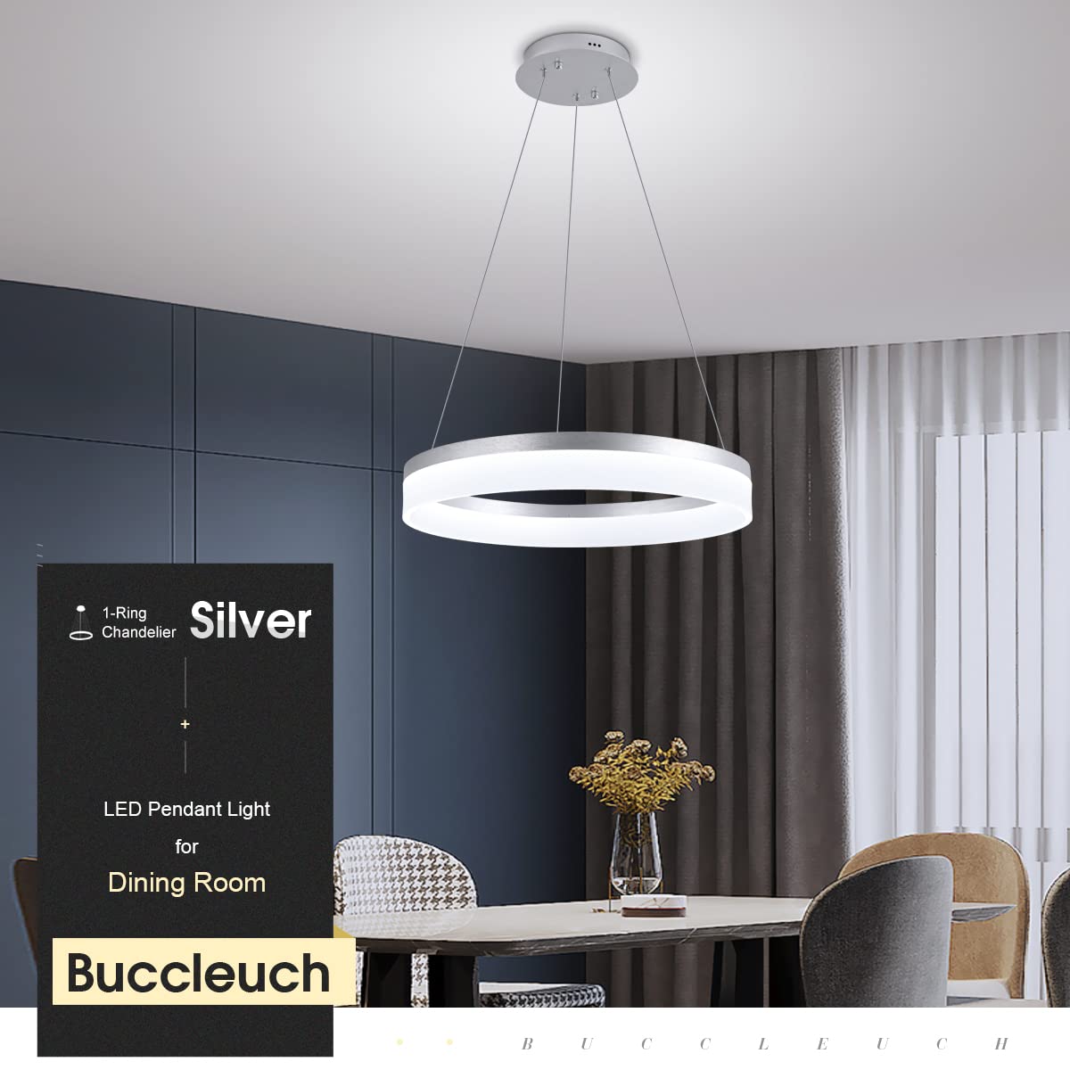 Modern LED Chandelier (Silver 1 Ring)