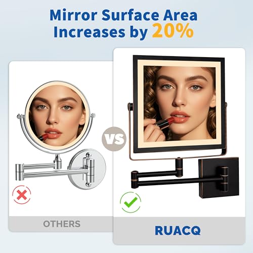 Wall Mounted Makeup Mirror with Lights 1X (Oil Rubbed Bronze)