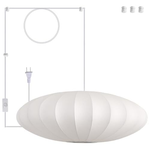 23.6in Plug in Lantern Pendant Light (Plug-in White / 23.6in)