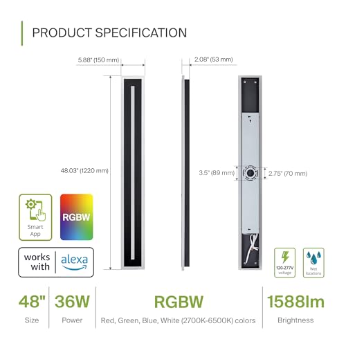 LED 48" Long Wall Mount Light Fixture (Black)
