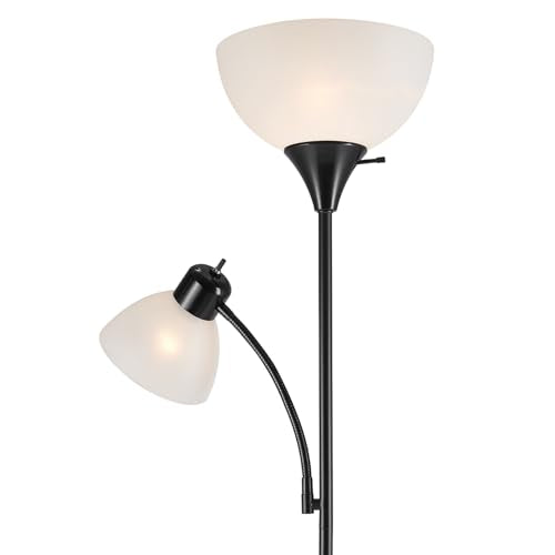 67135 72" Floor Lamp with Adjustable Reading Light (Black / 1 Pack)