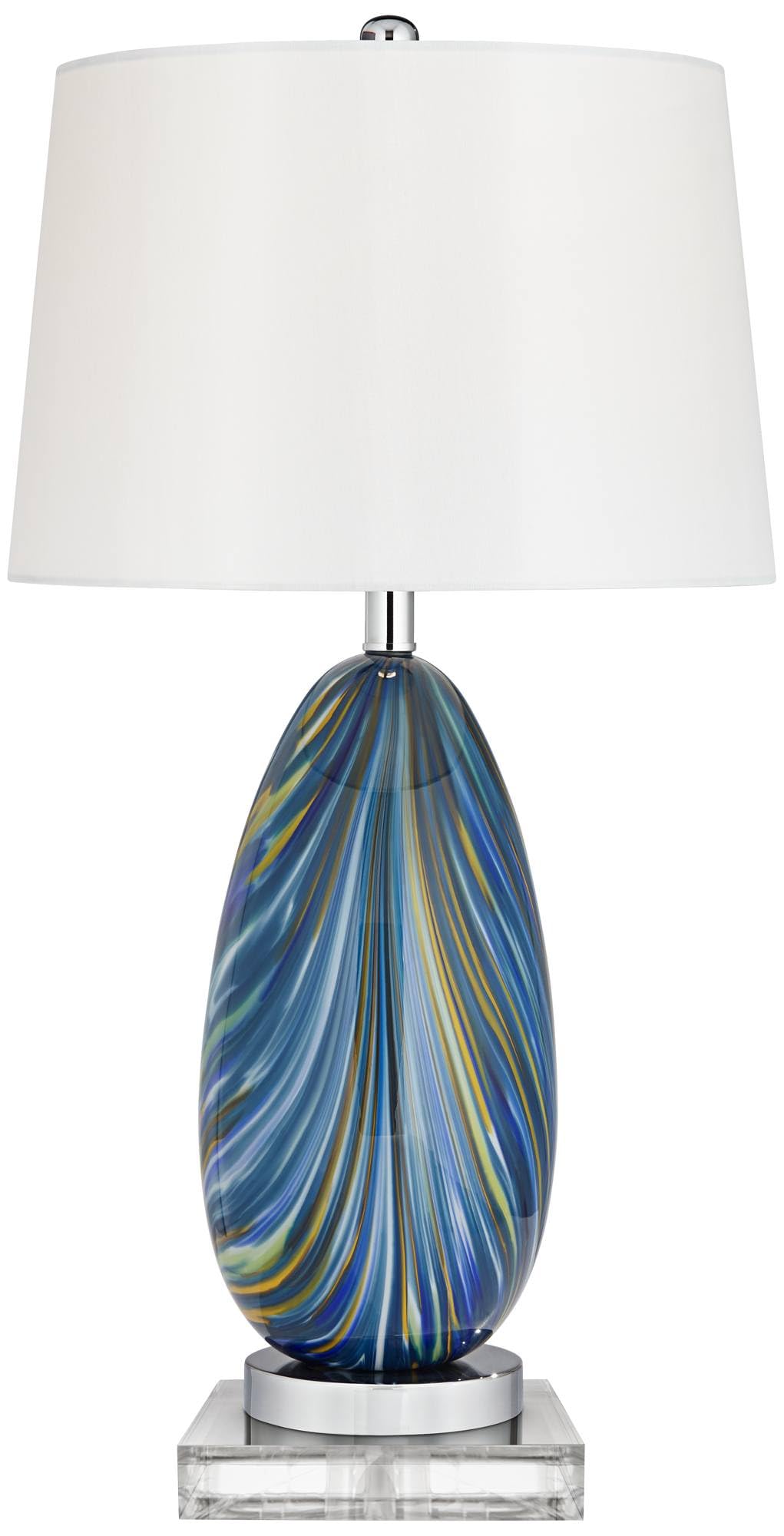 Pablo 28 1 2" Tall Table Lamp Blue Art Glass Modern with Clear Square Riser (Blue Art Glass - Riser Included)