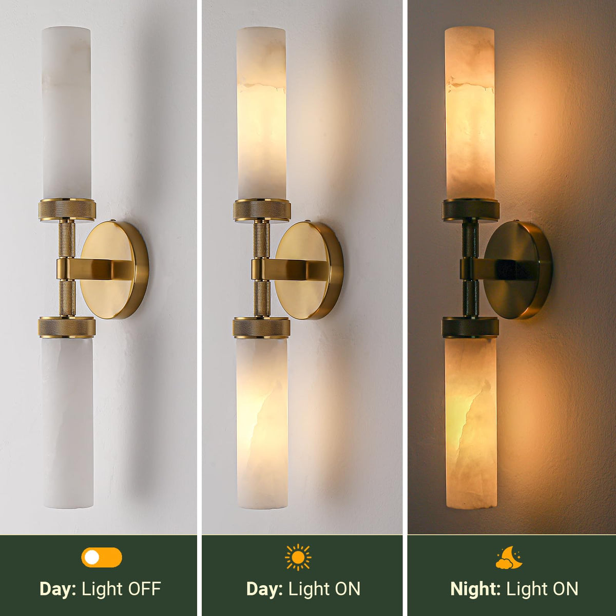 Alabaster Wall Sconces (Gold-22in-1 Pack)