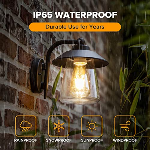 Outdoor Indoor Wall Lantern (Black / 1 Pack(No Dusk to Dawn))