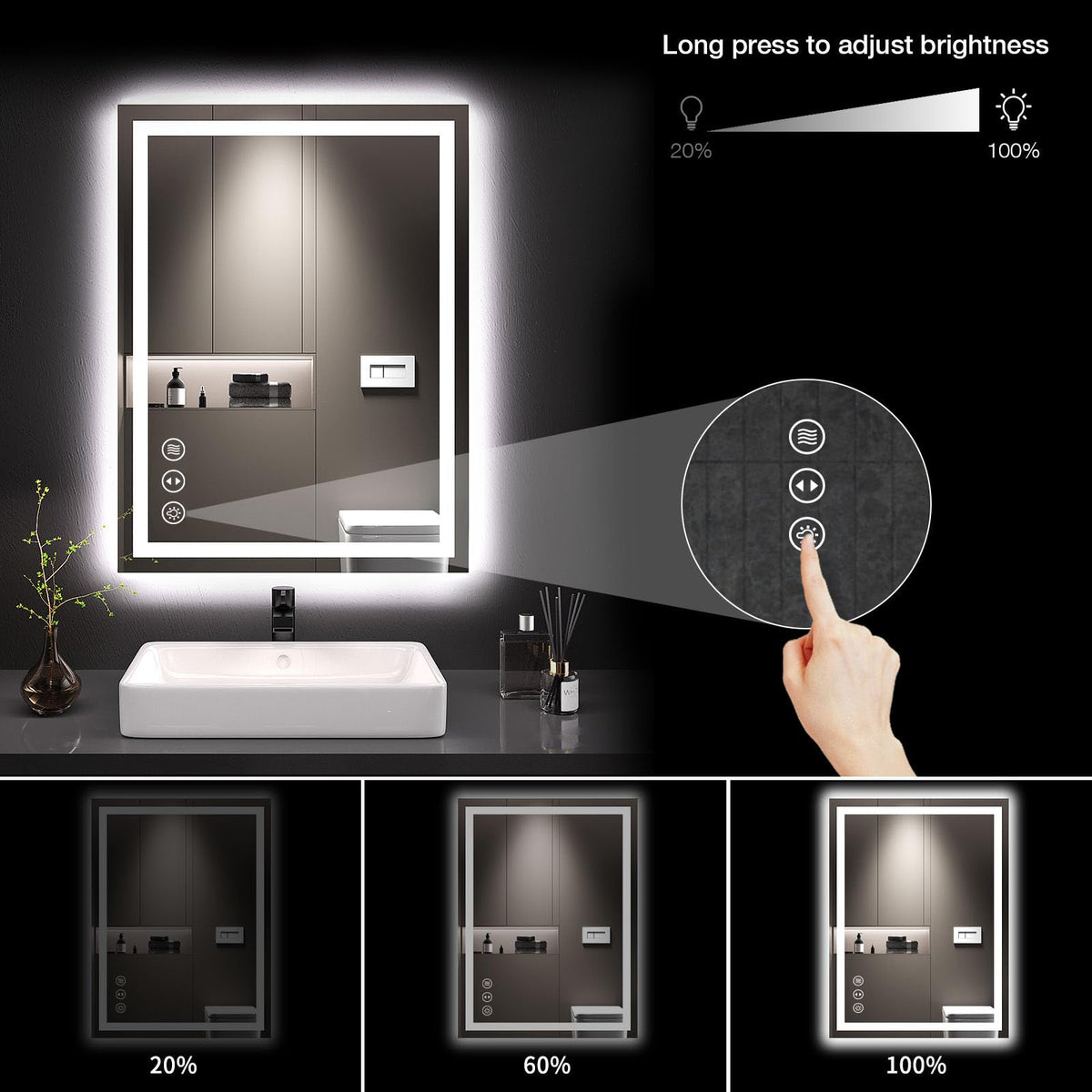 24"X32" LED Bathroom Mirror with Lights (Led / 32"L x 24"W)