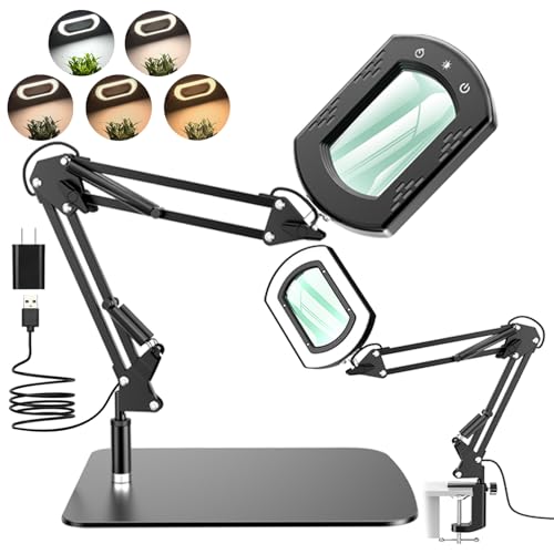 15X Rectangle Magnifying Glass with Light and Stand