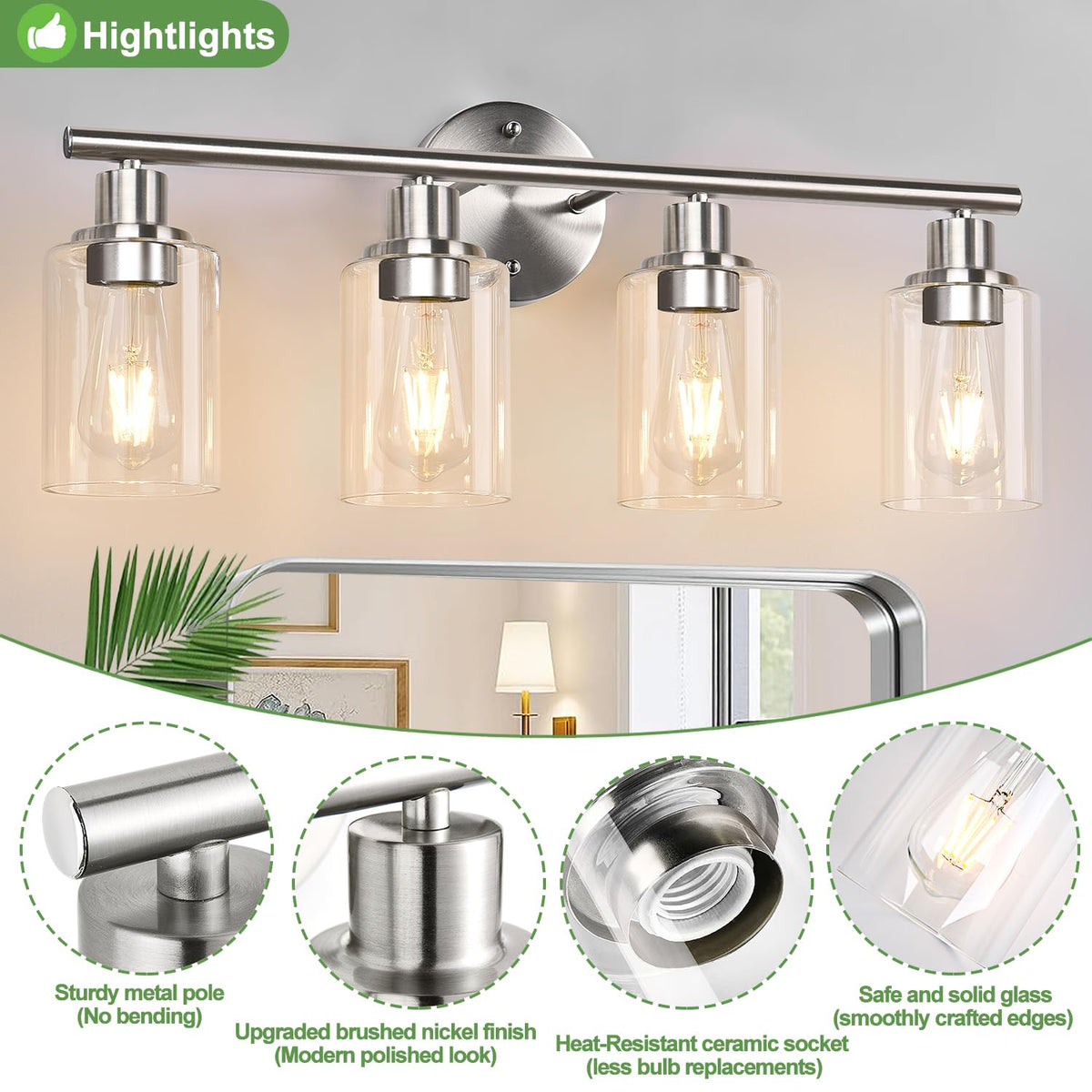 4 Light Bathroom Light Fixtures (Brushed Nickel / 4-light)