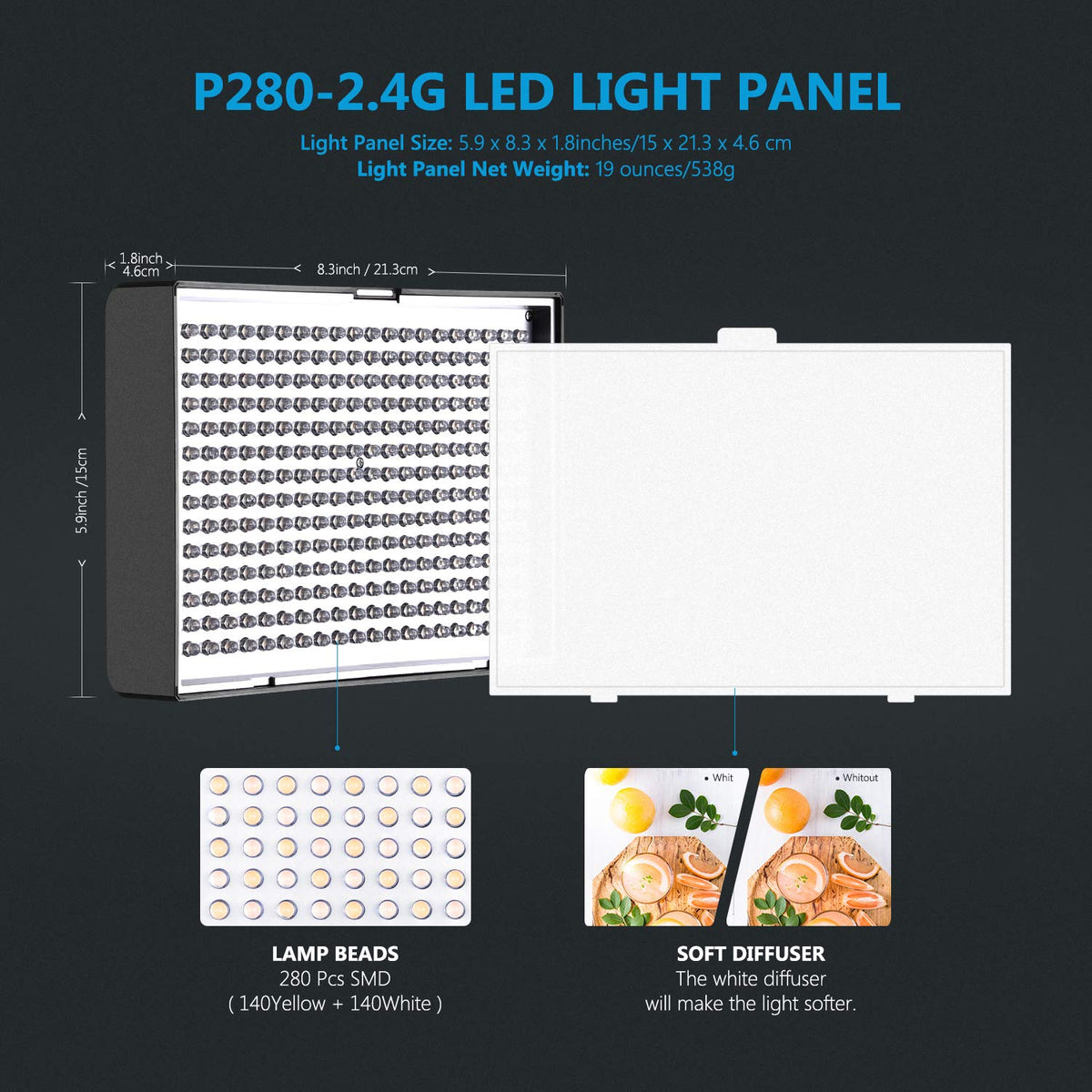 2 Pack 2.4G LED Video Lighting Kit