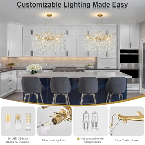 Modern Crystal Chandelier (Gold / A-D31.5 Inch)